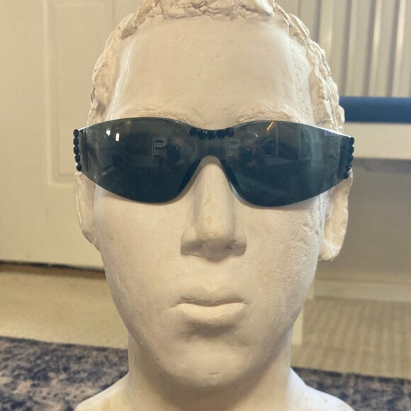 Dark Gray Sunglasses Black Swarovski Crystal Accents - Unique - Men or Women - Picture 2 of 14